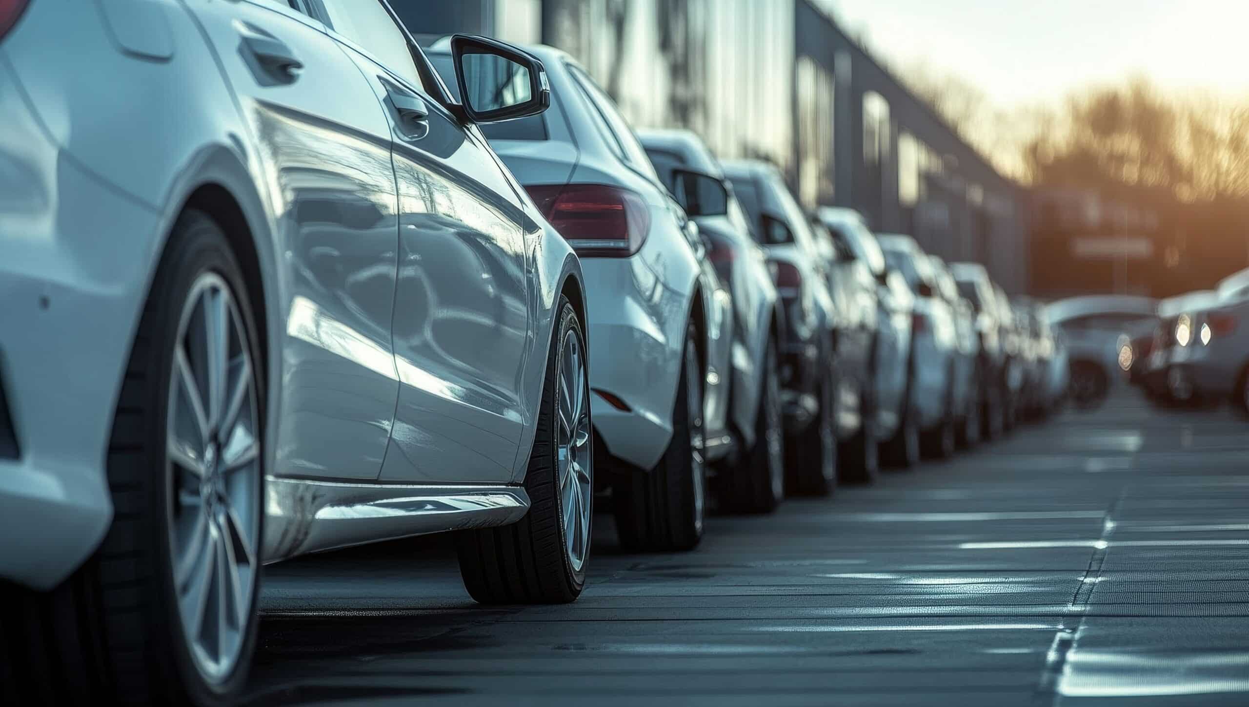 Row of parked cars in a lot