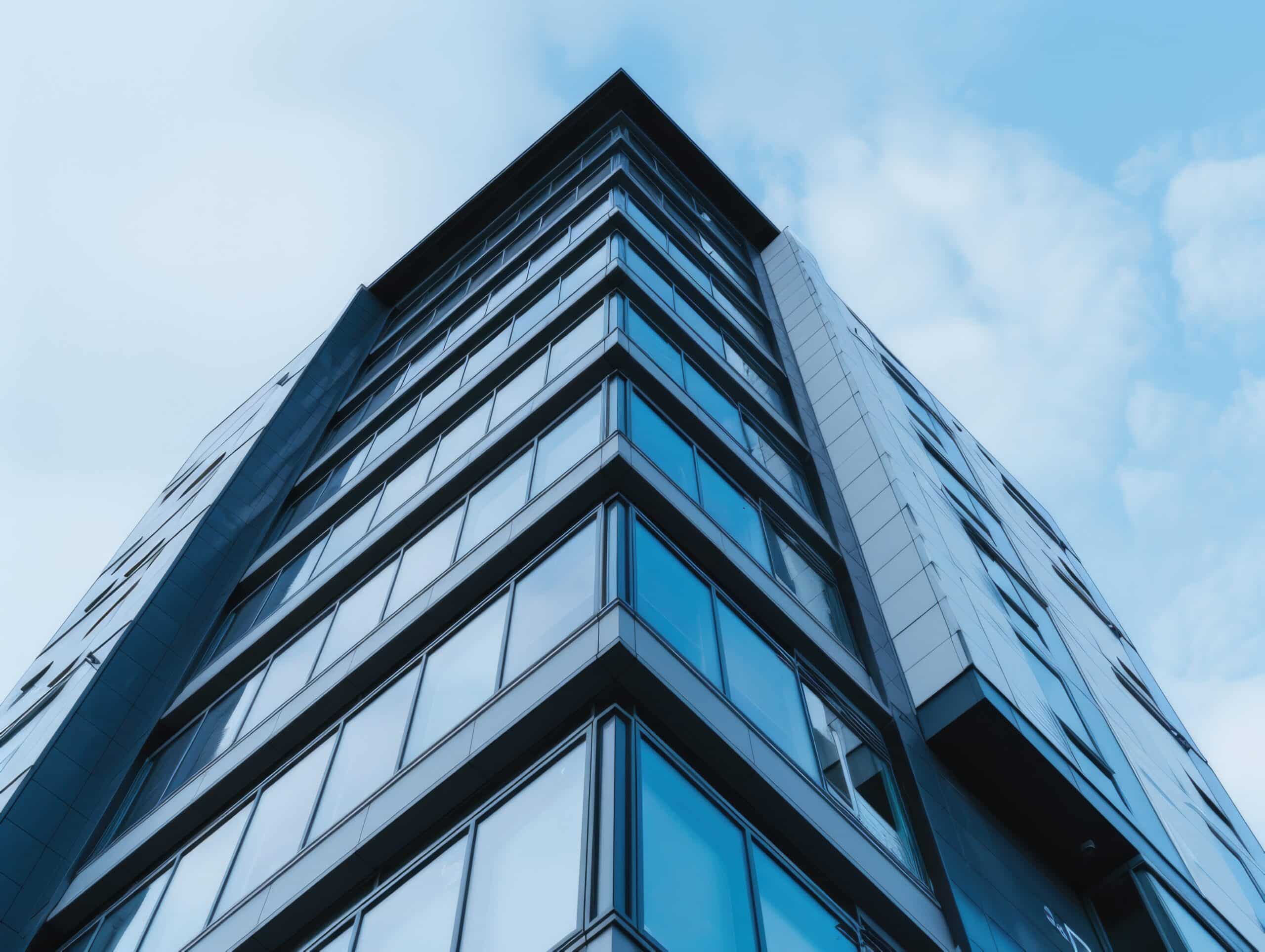 Modern office building, Architectural photography, Enterprise building, A tall building with glass windows, glass wall